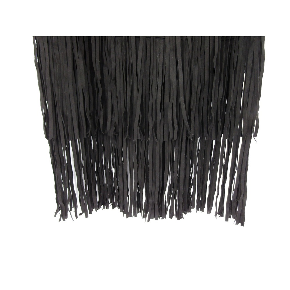 Fringe Skirt Small Black Faux Suede Tiered Western‎ Boho Whymsygoth Steampunk - Picture 4 of 10